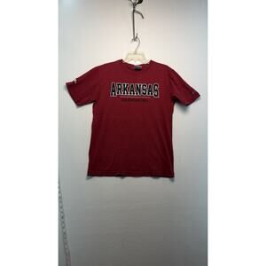Red Champion, Authentic Medium Arkansas Razorback Embroidered T-Shirt ￼